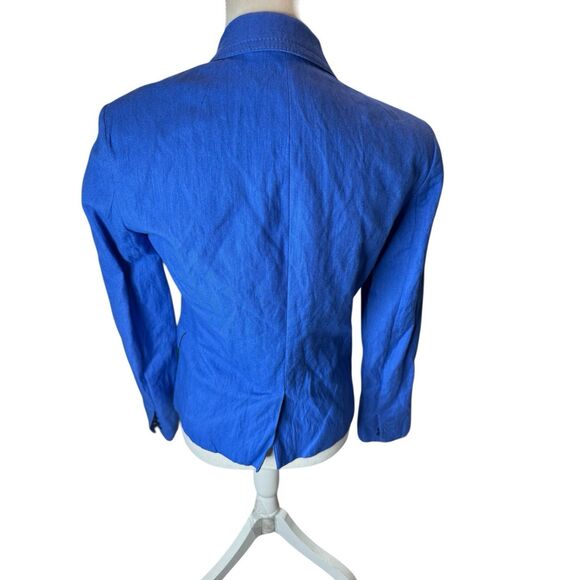 J Crew Womens Schoolboy Blue Herringbone Embossed Blazer Suit Jacket Size 2 - Picture 3 of 4